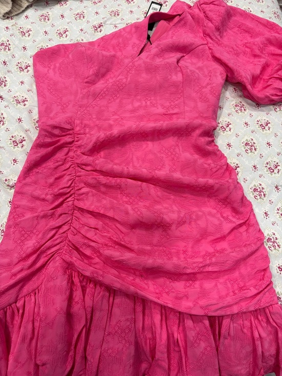BCBGMaxAzria Dresses & Skirts - BCBGMaxAzria Hot Pink One-Shoulder Ruched Dress